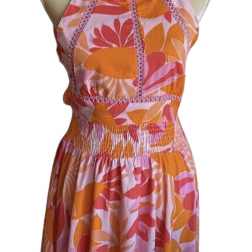 Floral Maxi Dress in Red and Orange